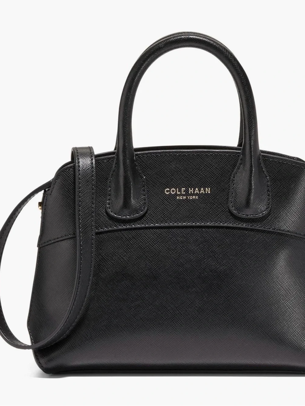 ✅NEW “Cole Haan” The Lady Small Black Saffiano Leather Satchel Bag - Black